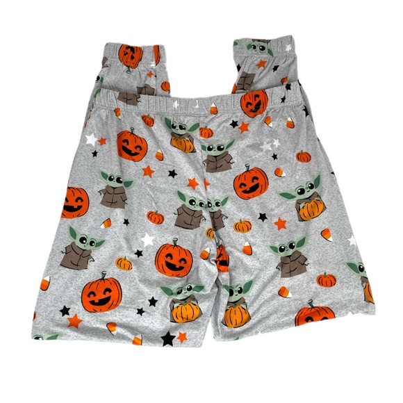 Star Wars The Mandalorian Baby Yoda Halloween Pajamas Gray Orange Size Small - Picture 3 of 8